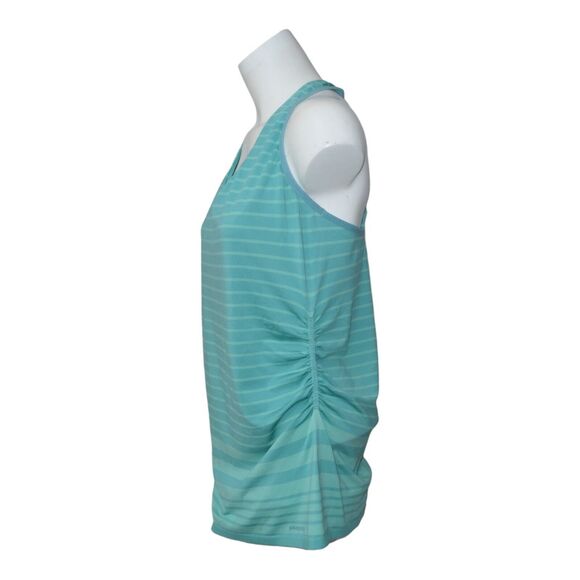 Patagonia Nouli Sz Large Striped Tank top Mint Green Stripe Side Ruching EUC - Picture 5 of 7